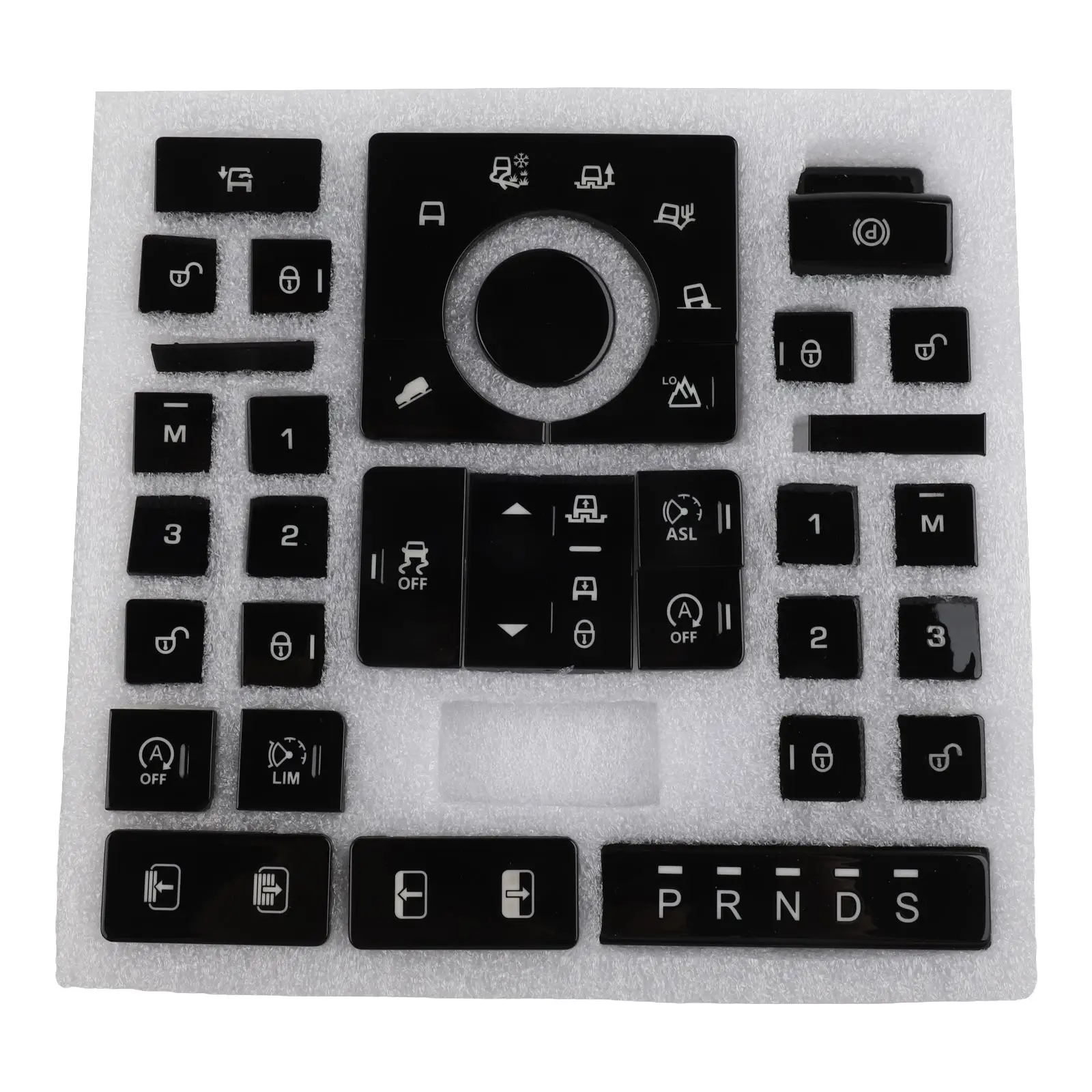 

1 Set Switch Button Cover Black Plastic Car Terrain Mode Switch Center Console Button Cover For Land Rover L405 2013-17 Access