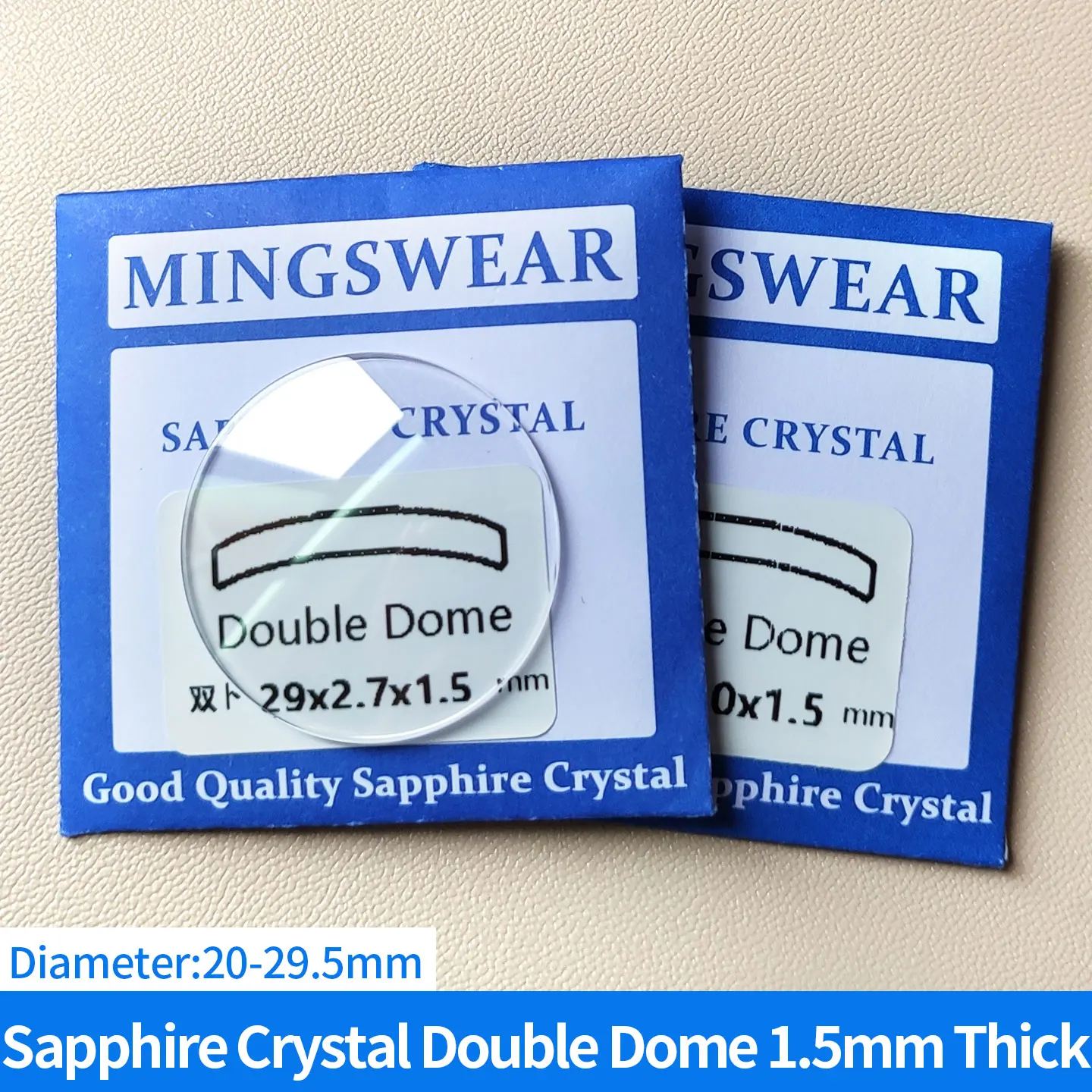 Saphir-Doppelkuppel, 1,5 mm dick, 20–29,5 mm Durchmesser, Uhrenkristall, Reparaturwerkstatt, Werkzeuge, Zubehör, Uhrenglasoberflächenteile – Detail 5