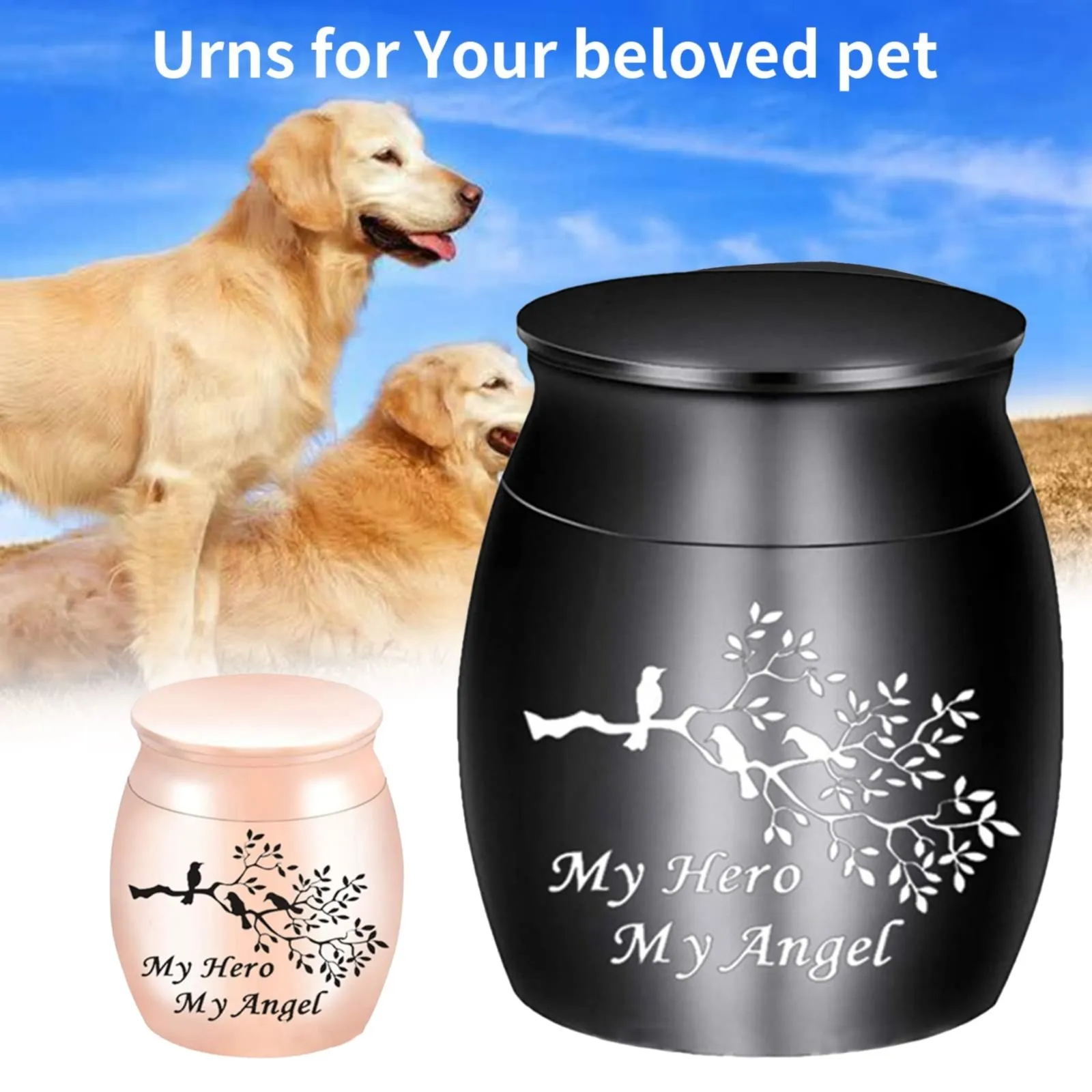 Small Aluminum Urns for Dogs & Cats Ashes Pet Cremation Ashes Holder Memorial Keepsake Urns Waterproof Ashes Storage Gift Urn