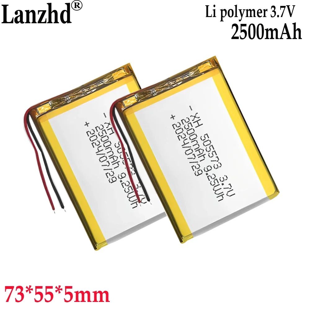 2025 505573   Batteria ai polimeri di litio da 3,7 V 2500 mAh per localizzatore di auto banca di ricarica per laptop tablet perso; lampada da scrivania per prevenire l'illuminazione a LED