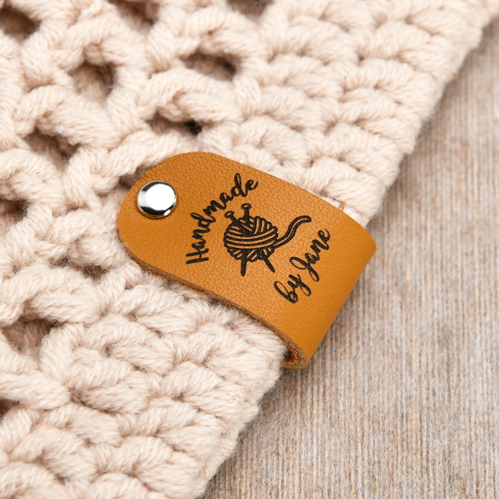 

Custom Laser Engraved Leather Tags 20x75mm with Free Rivets - 1mm Eco-Friendly for Clothing, DIY Crafts, Personalized Gifts