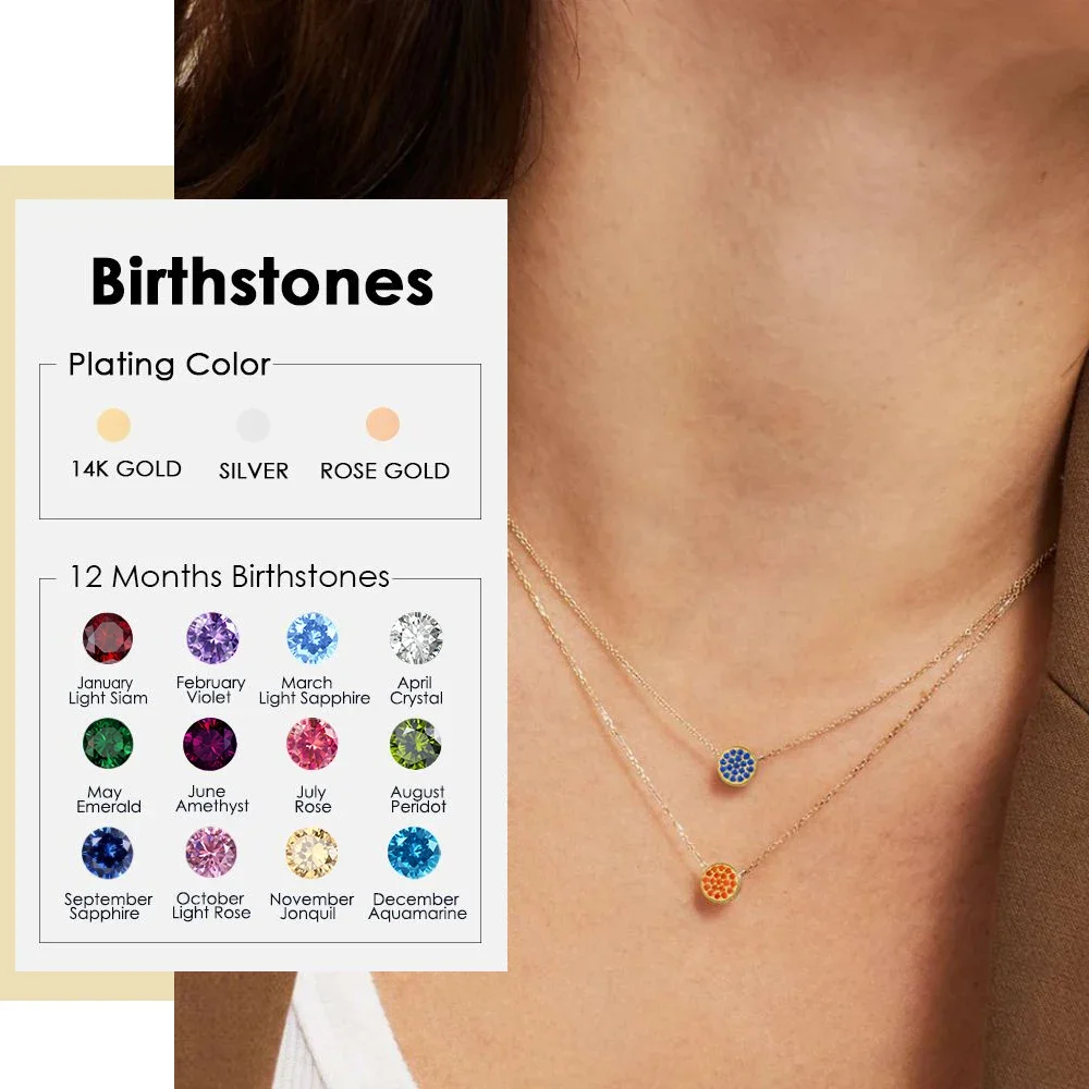 necklace for women 12 Constellation Birthstone Set Necklace Zirconia Stainless Steel Pendant Necklace Anniversary Birthday Gift