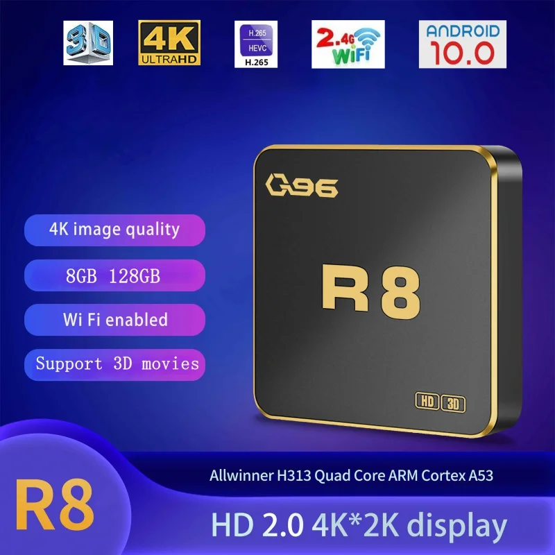 Q96 R8 tv box Android 10 AllWinner H313 Quad Core 2.4G WiFi UHD HDR10 4K Media Player H.265 8GB 128GB iptv TV box