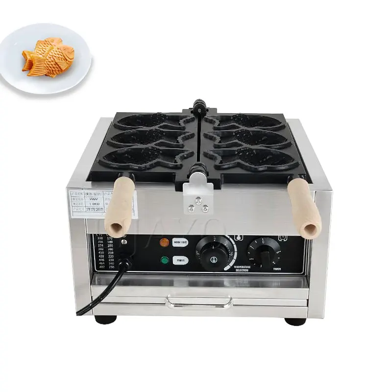 ปิดปาก Taiyaki Maker Commercial ปลารูปวาฟเฟิลเครื่อง Taiyaki ไฟฟ้า