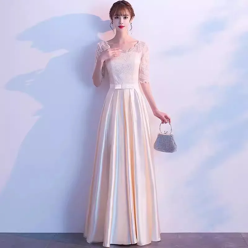 Adult Chorus Costume Female Dress Graduation Recitation Red Song Evening Host Long Women's Clothing