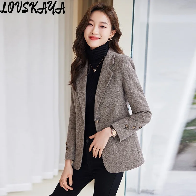 

Qianniao grid small suit small fragrant style suit slim fit casual top women's jacket fashionable long sleeved temperament