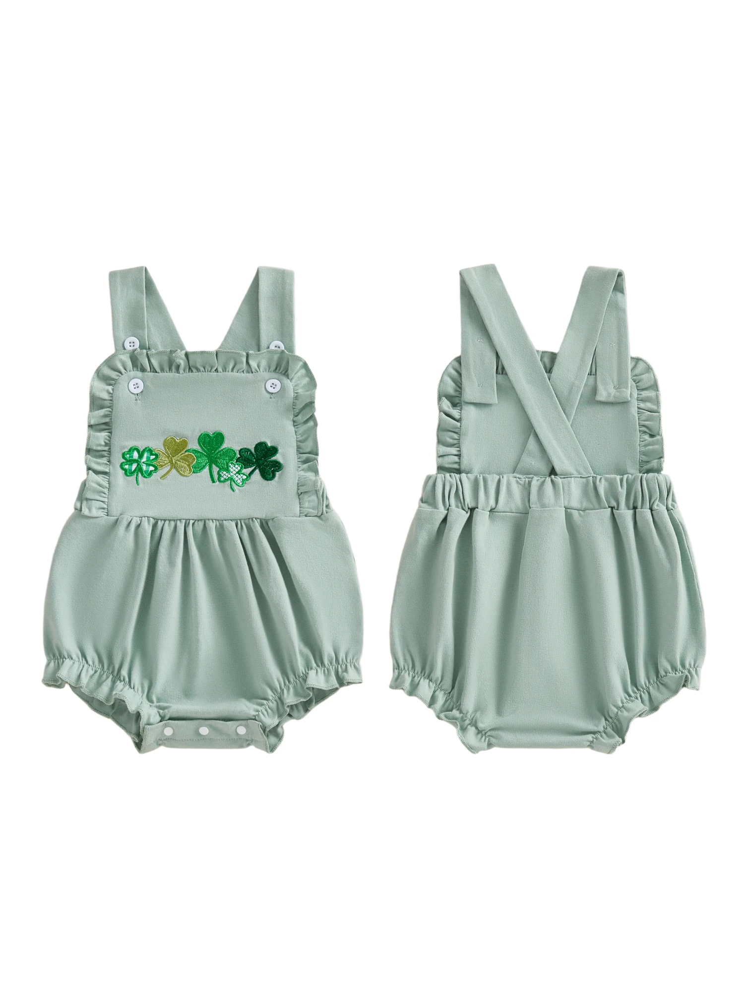 رومبير للأطفال مطبوع عليه زهور الأقحوان الحلوة مع حواف من الدانتيل بذلة للأطفال حديثي الولادة ملابس صيفية بأكمام مكشكشة #4