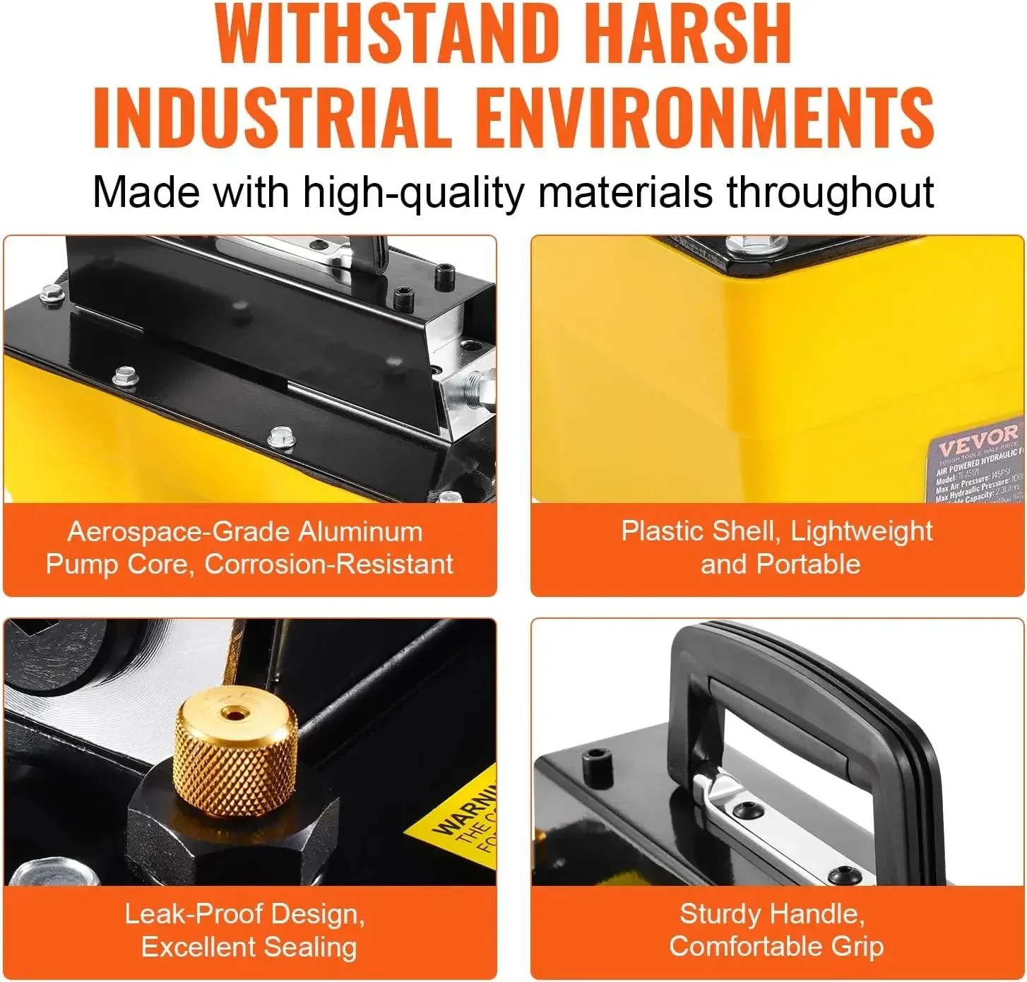 10,000PSI Air Hydraulic Pump, 0.61 Gal Reservoir, NPT 3/8 In Oil Outlet, NPT 1/4 In Inlet, Plastic Air Hydraulic Pum