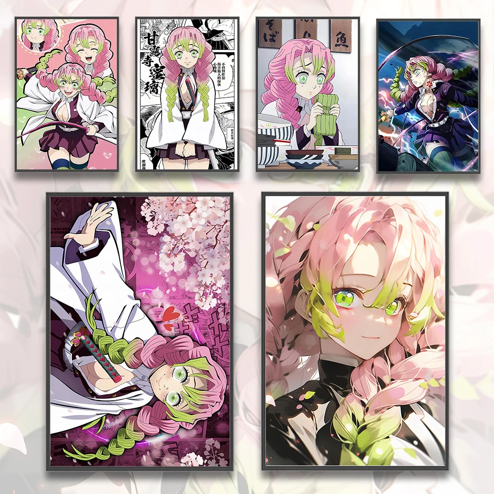 

Demon Slayer Hashira Mitsuri Kanroji Anime Self-adhesive Poster Wallpaper Home Decoration Painting Art Kid Bedroom Decor Gift