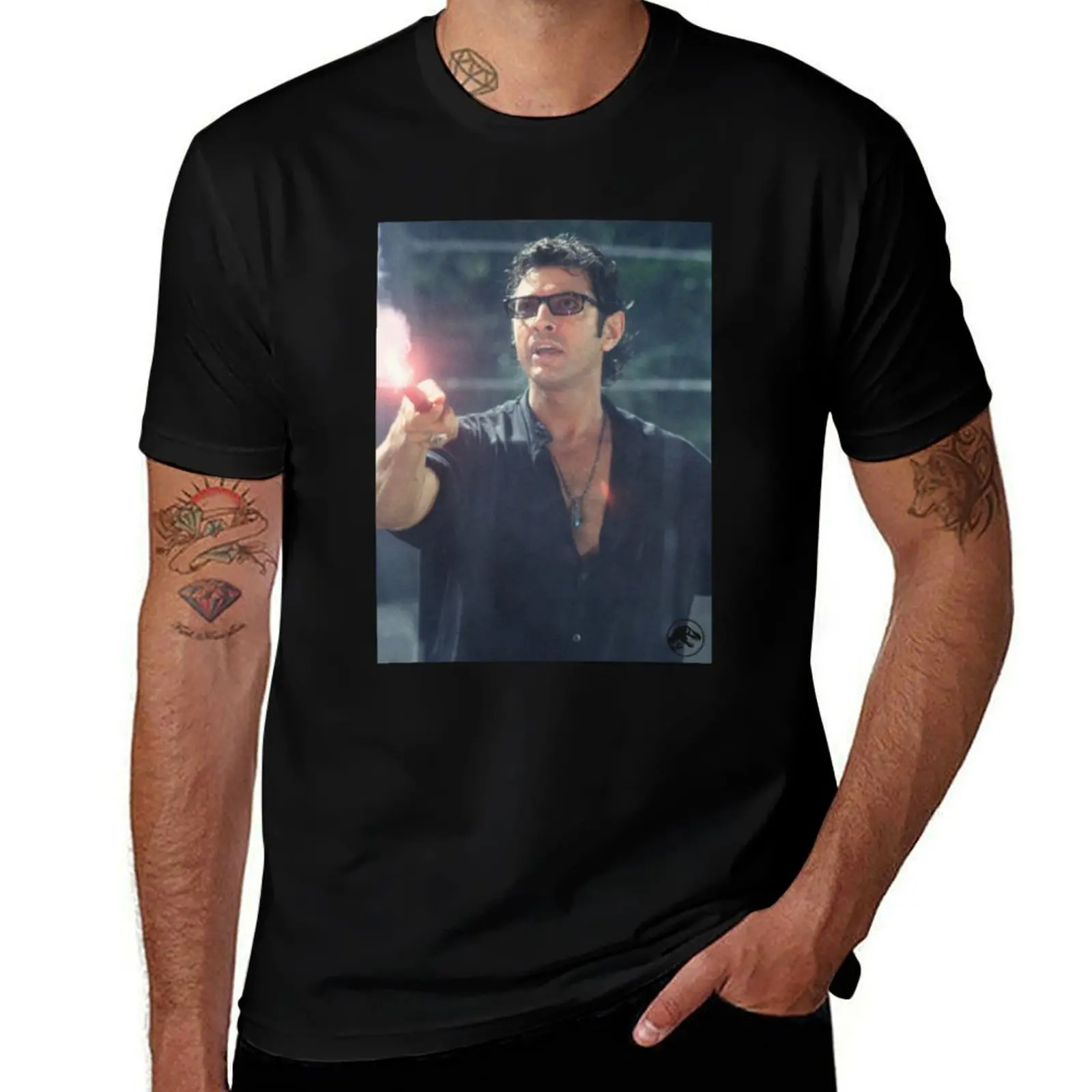 

Jurassic Park Dr. Ian Malcolm Sexy Road Flare Distressed Poster T-Shirt plain oversized t shirt t shirts for men cotton