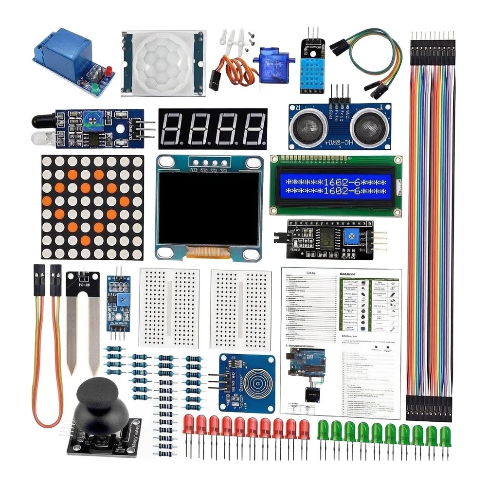 Sensor Module Bundle Electronics Project Set 1602 Lcd Screen Temperature Humidity Sensor Multiple Colors For Beginner Learning