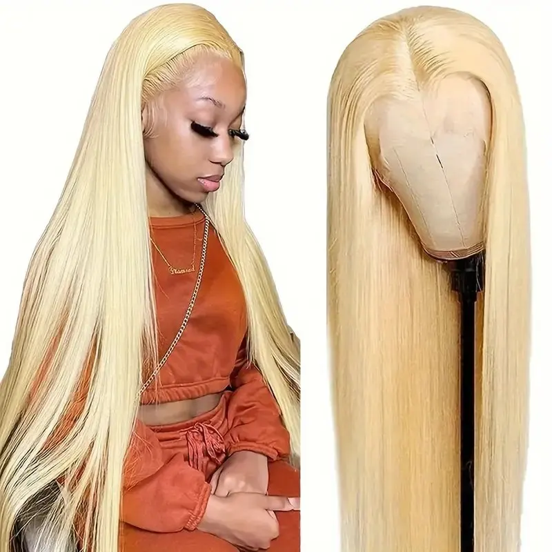 150 Density 613 Blonde 13x4 Glueless 13x6 HD Lace Frontal Wig Human Hair Wigs 26 Inch Straight Pre Bleached Brazilian