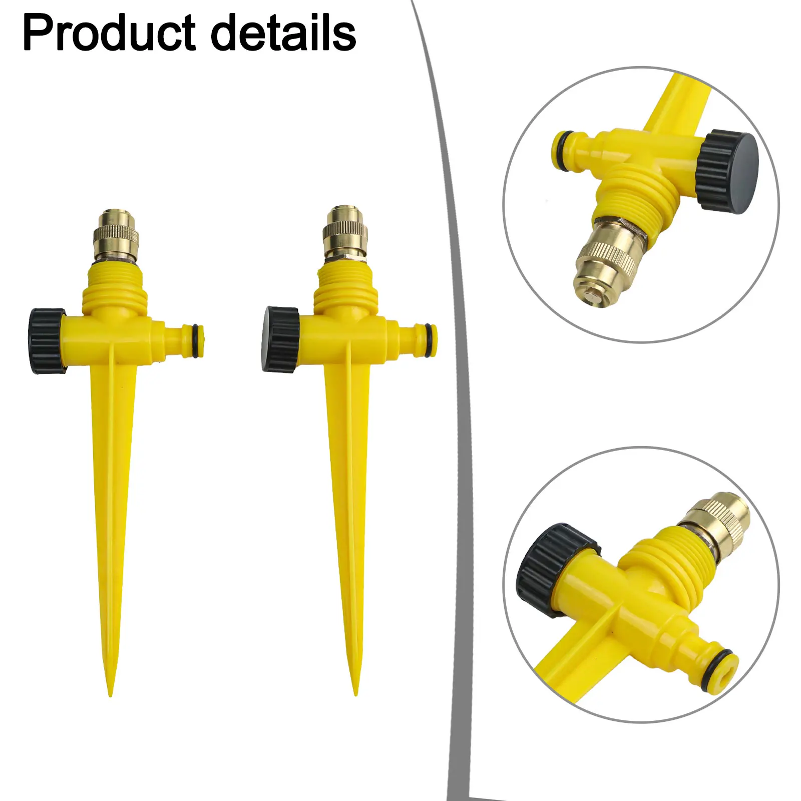 Adjustable Nozzle 360 Degree Sprinkler 2 Pieces Set Brass Nozzle Easy Installation Design For Large Areas For Gardens