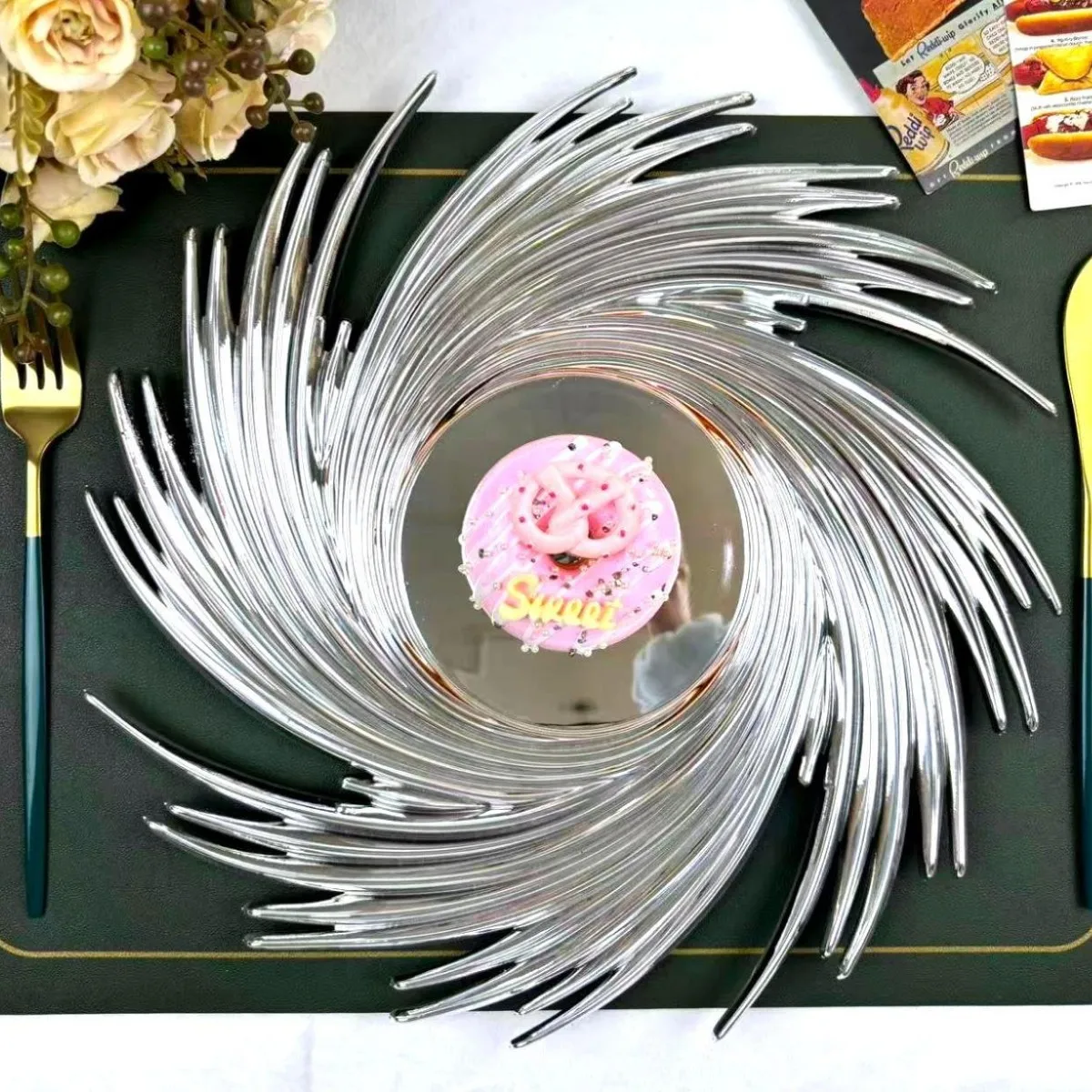 100 PCS Charge Plate 13 Inches Gold Edge Wedding Centerpieces Event Party Decoration Tableware Tray Show Salver
