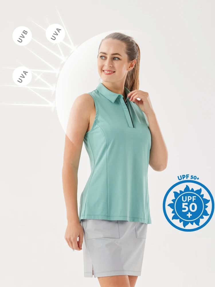 

Women's Golf Tee Stand Vest Sleeveless Polo T-shirt UPF50+ Sun Protection Golfwear For Women 2022 Fashion Tops Sports Shirts