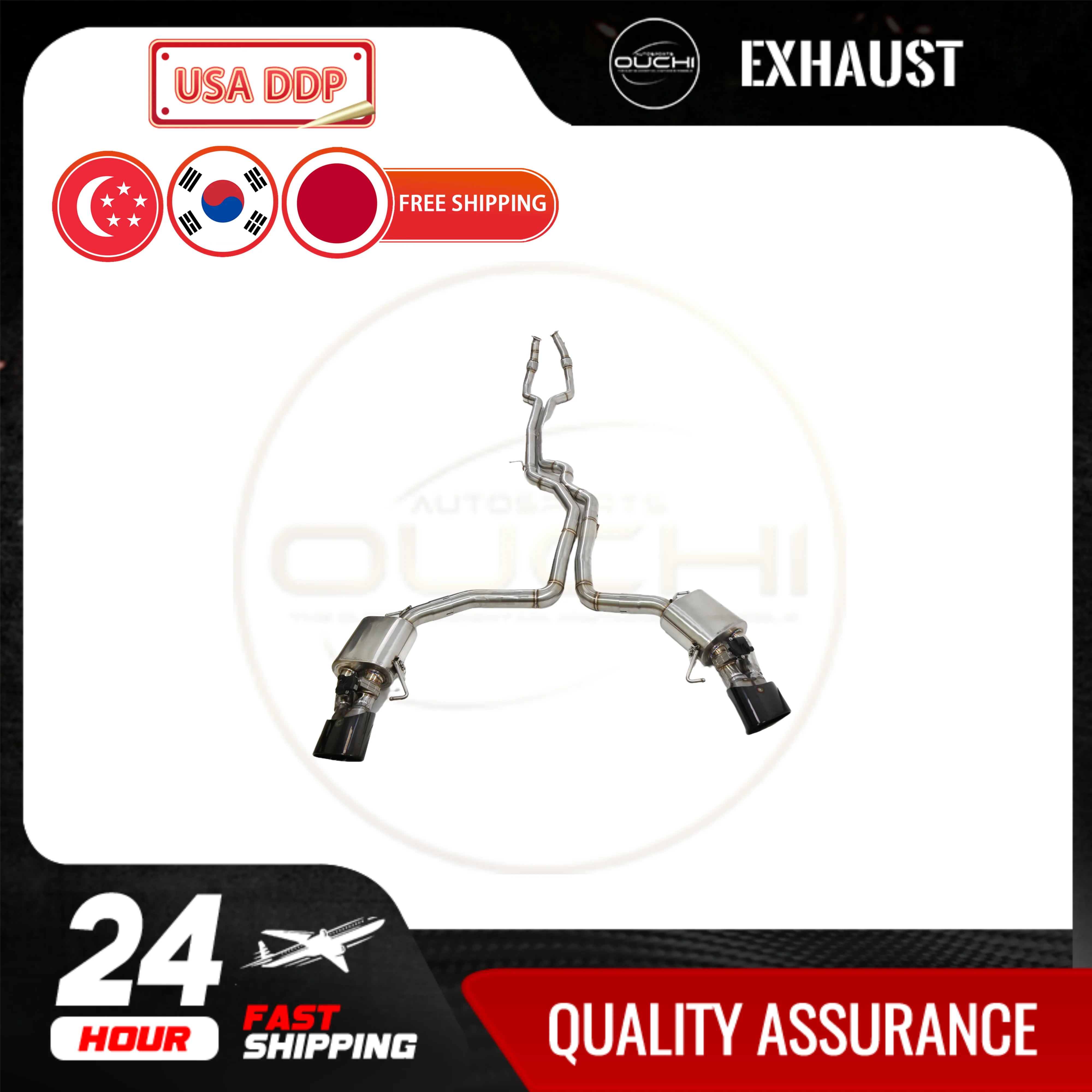 

OUCHI High Performance Catback for Audi RS6 RS7 C8 2019-2023 Resonant Tube Stainless Steel Exhaust With Electronic Valves Tips