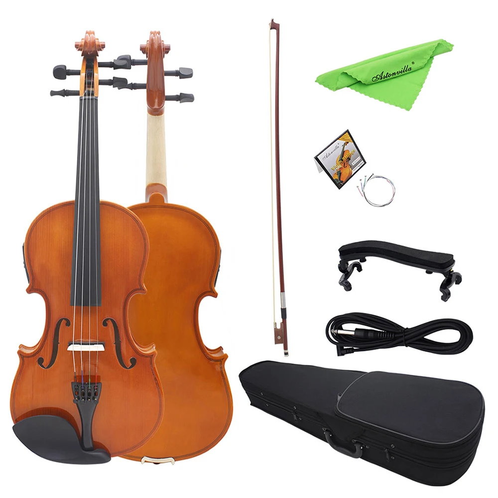 Astonvilla AV-E03 Violin 4/4 EQ Electric Violin Set Maple Panel Vintage Violin for Performances Professional String Instrument