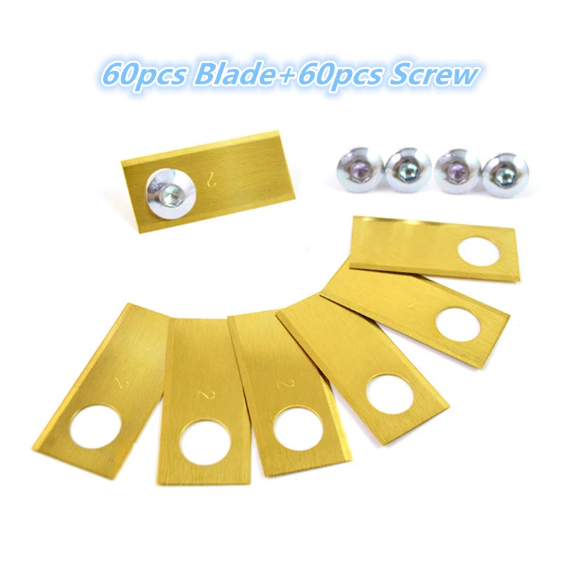 60 Pcs Robotic Mower Blades 39.2x17.5x0.5mm for Honda Miimo Replacement Auto Mover Blades