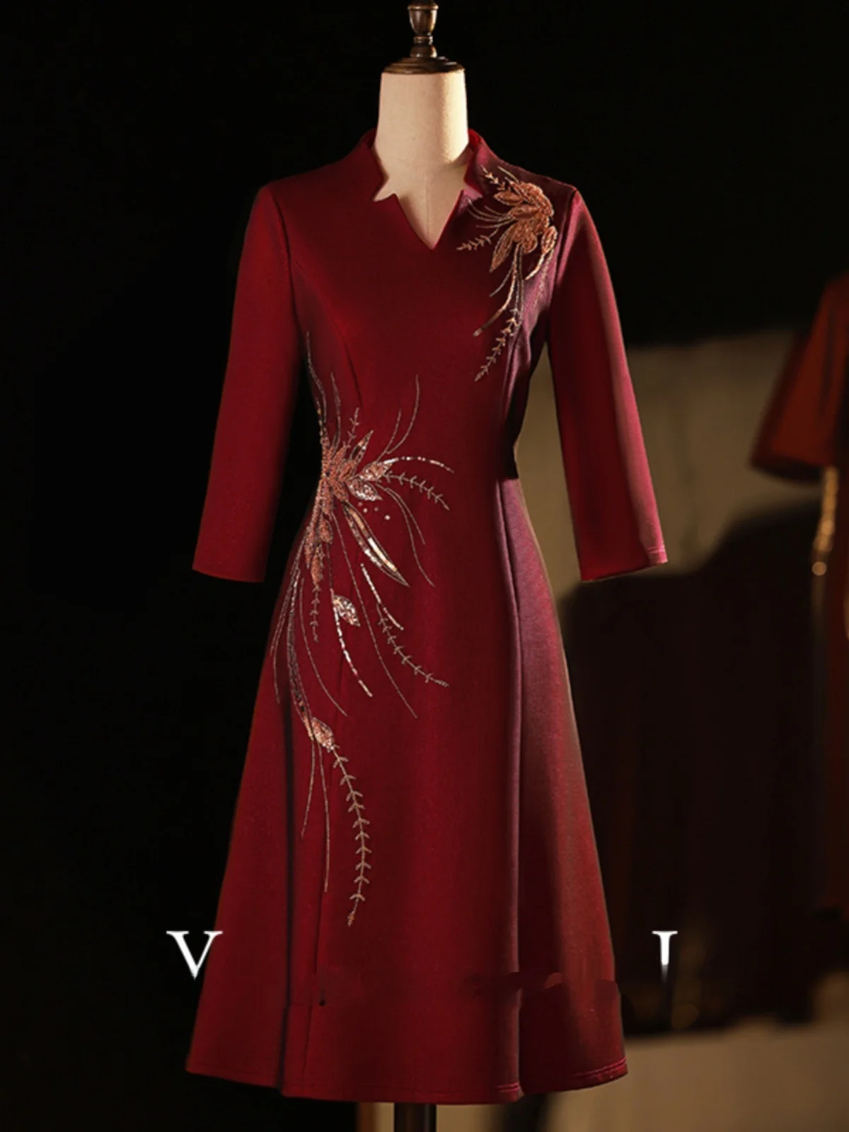 

Ele Red Wedding Dr Long Qipao for Mother of the Bride plus Size ort Women Autumn Winter Special Ocn