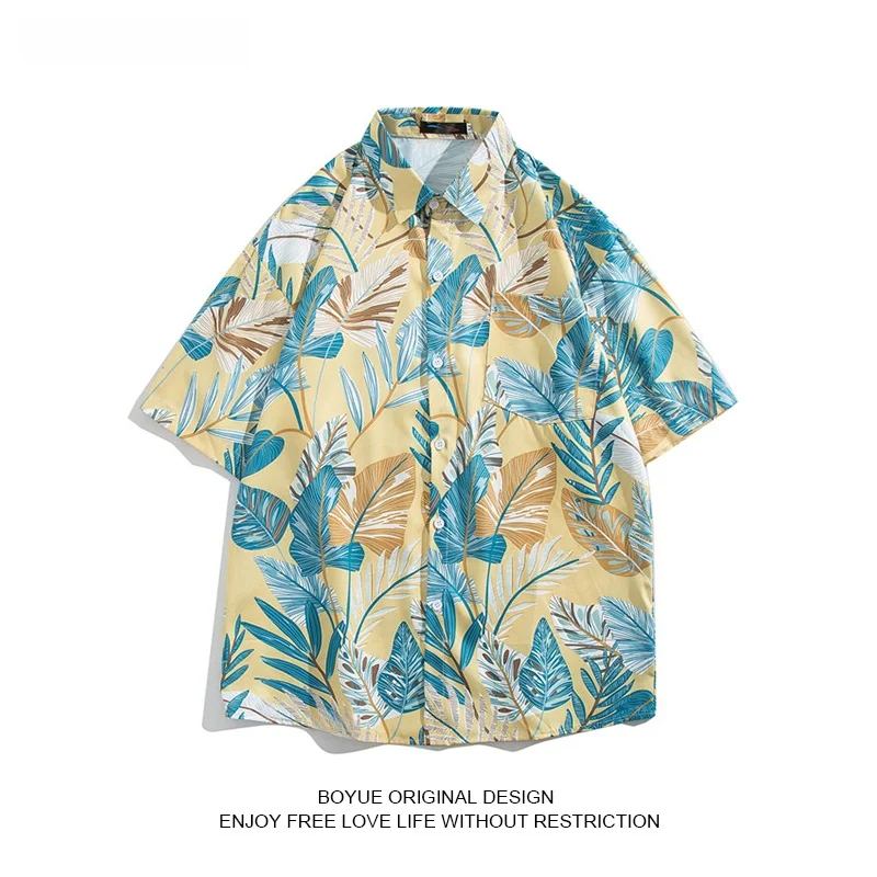 

Летняя повседневная футболка Boyue с цветочным принтом для пляжа, охлаждающая, для отпуска, в стиле Харадзюку, свободного кроя, молодежная мода