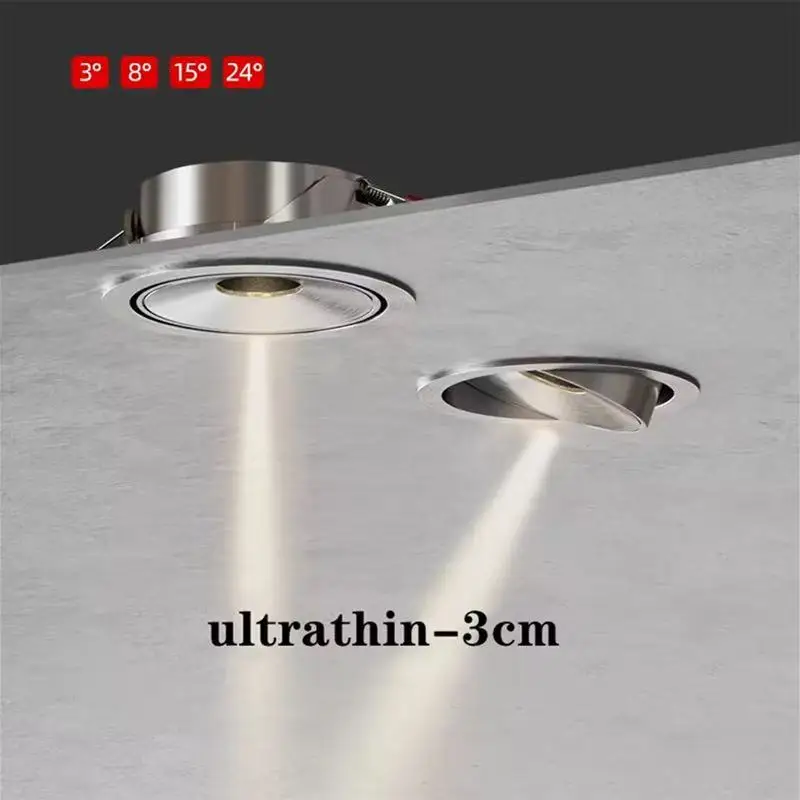 Dimmable Recessed LED COB Embedded Ceiling Lamp Fixture Downlight Focus Mini Spotlight Narrow Beam Angle 3°8°15°24° Bauhaus
