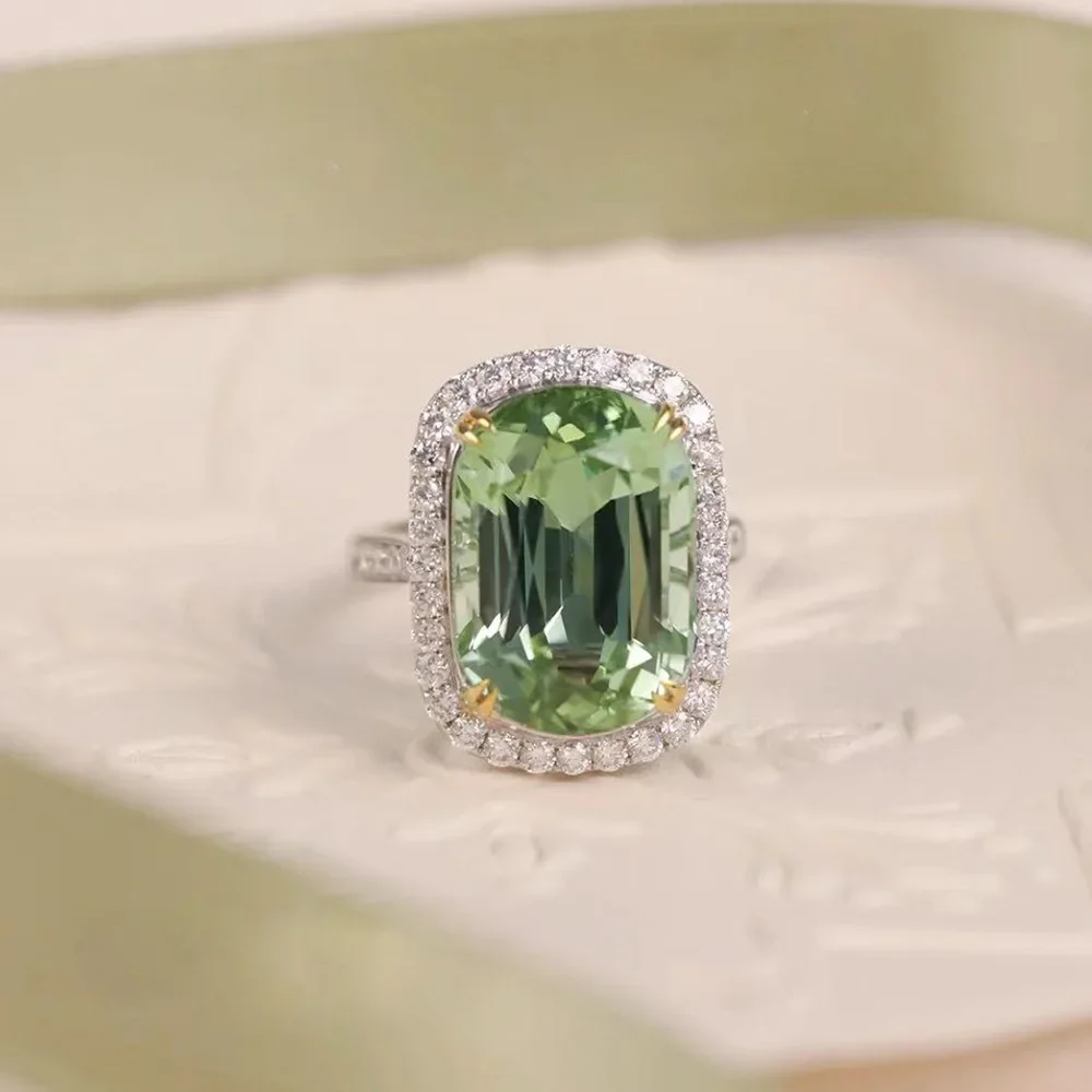 Luxusní 6ct peridot diamant prsten 100% opravdový 925 mincovní stříbro večírek svatební pás kroužky pro ženy muži příslib zásnuby šperků