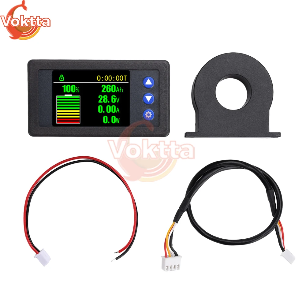 Medidor de Coulomb de capacidad de batería DC 10-100V, Monitor de voltaje, corriente, potencia, Sensor Hall, probador de Coulomb, voltímetro, amperímetro