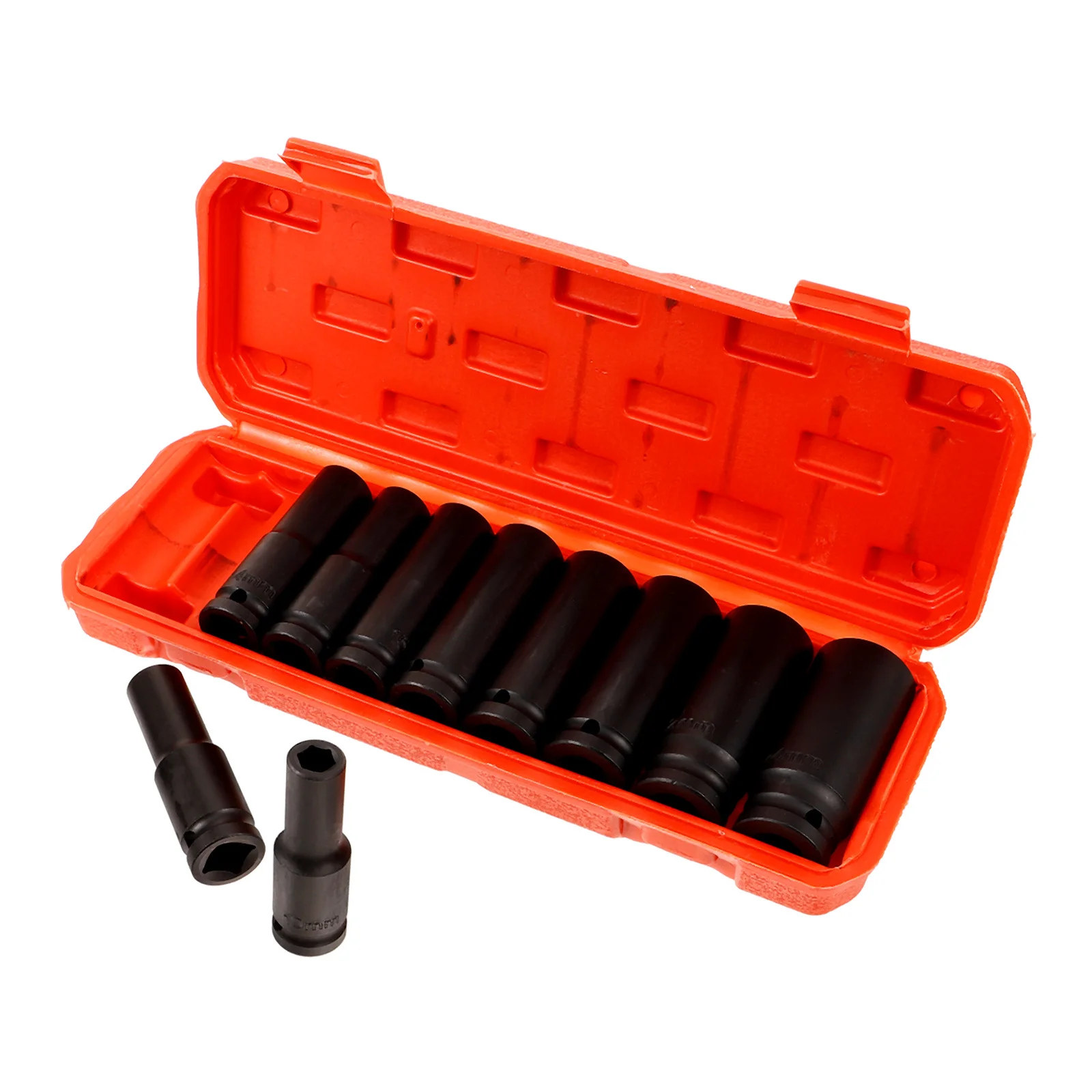 

10Pcs Drive Impact Socket Set Metric Deep Auto Repair Tools Compact Portable Storage Socket Sets Auto Repair Tools