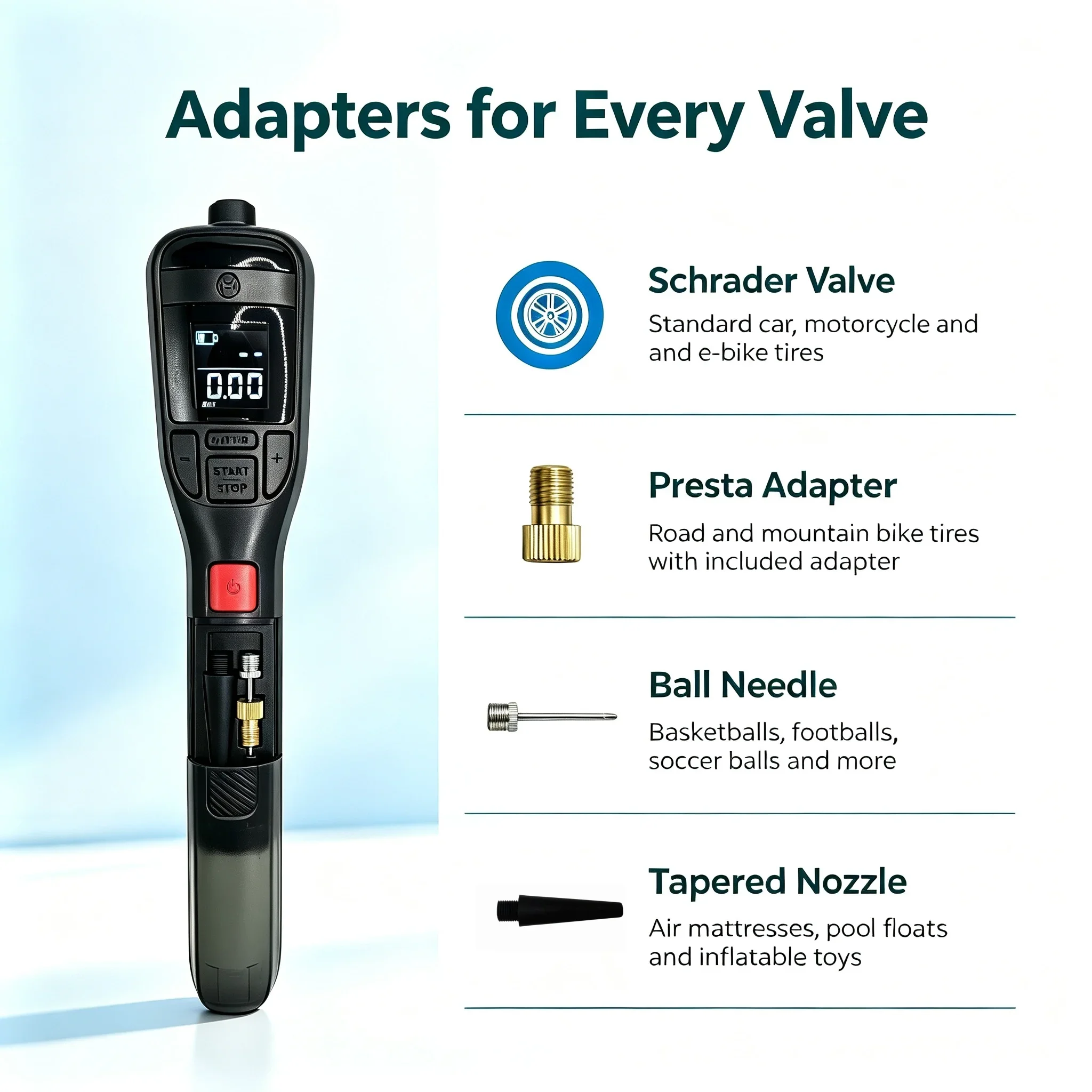 Bosch EasyPump Cordless Portable Air Pump for Bicycle Motorcycle Tires Balls Swim Ring Mini Air Compressor for Car Tyre Inflator
