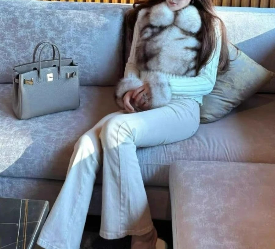 

Fake Two-Piece Patchwork Turn-Down Collar Sweater Coat Design Autumn Winter Knitted Waist-Cinching Cardigan Top