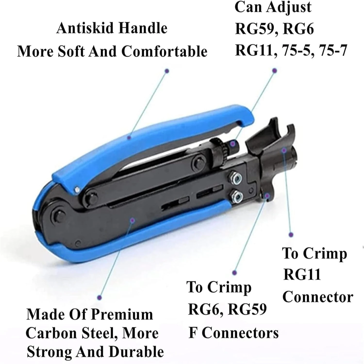 Efficient Portable Multi-Crimping Pliers Combination Tool with Coaxial Stripper for Wire Stripping and Crimping - Convenient Wir