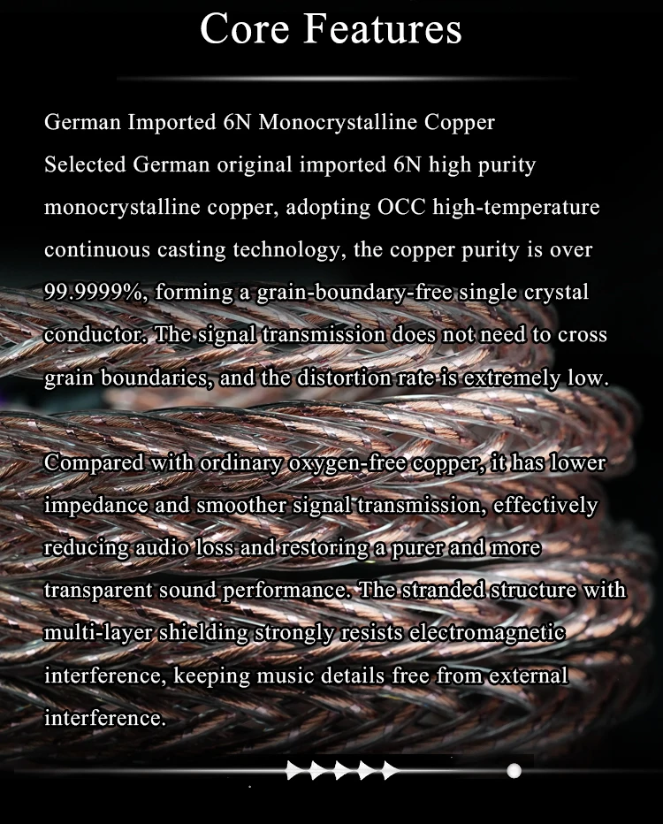 GVS-36 Deutsches Einkristall-Kupfer-Kopfhörer-Upgrade-Kabel MMCX 2Pin, geeignet für IE900 IE600 Moondrop Blessing3 Shure SE846 – Detail 6