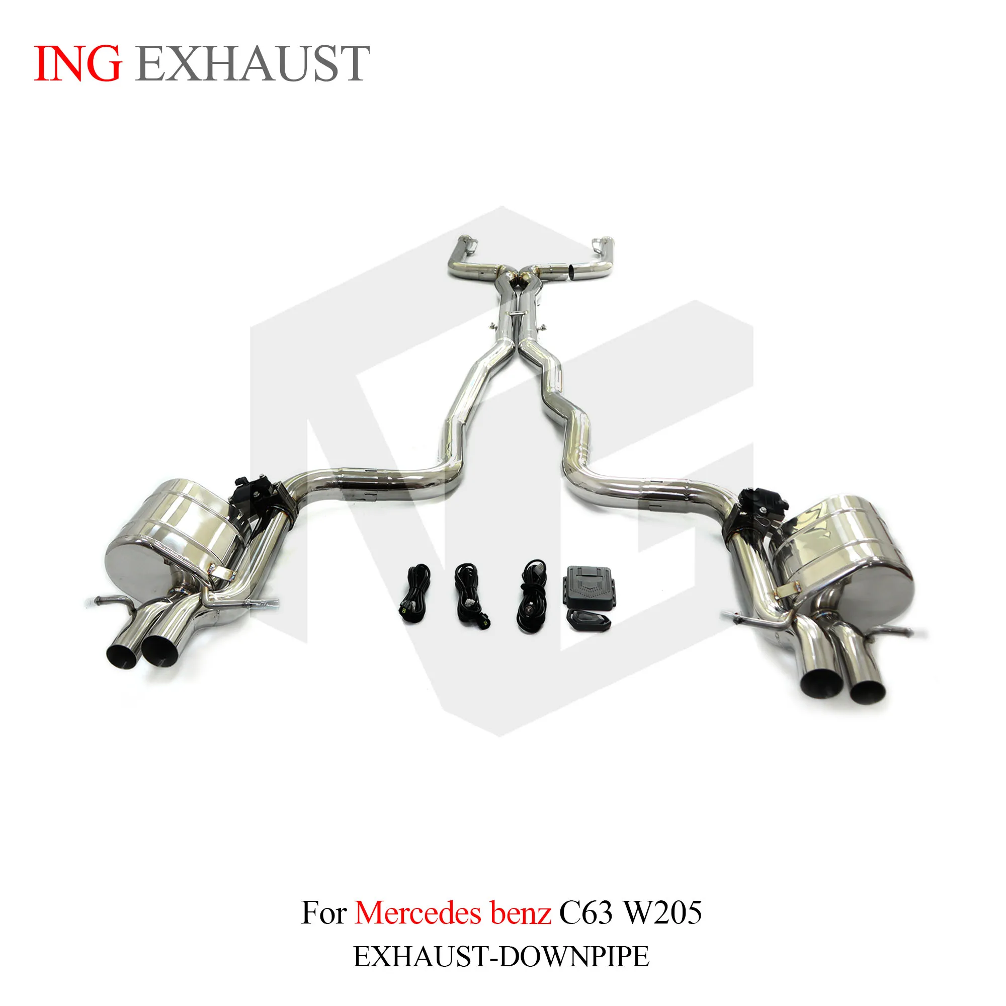 ING Car Accessories Stainless Steel Exhaust System Performance Catback for Mercedes Benz C63 W205 with Valve Outer Tube