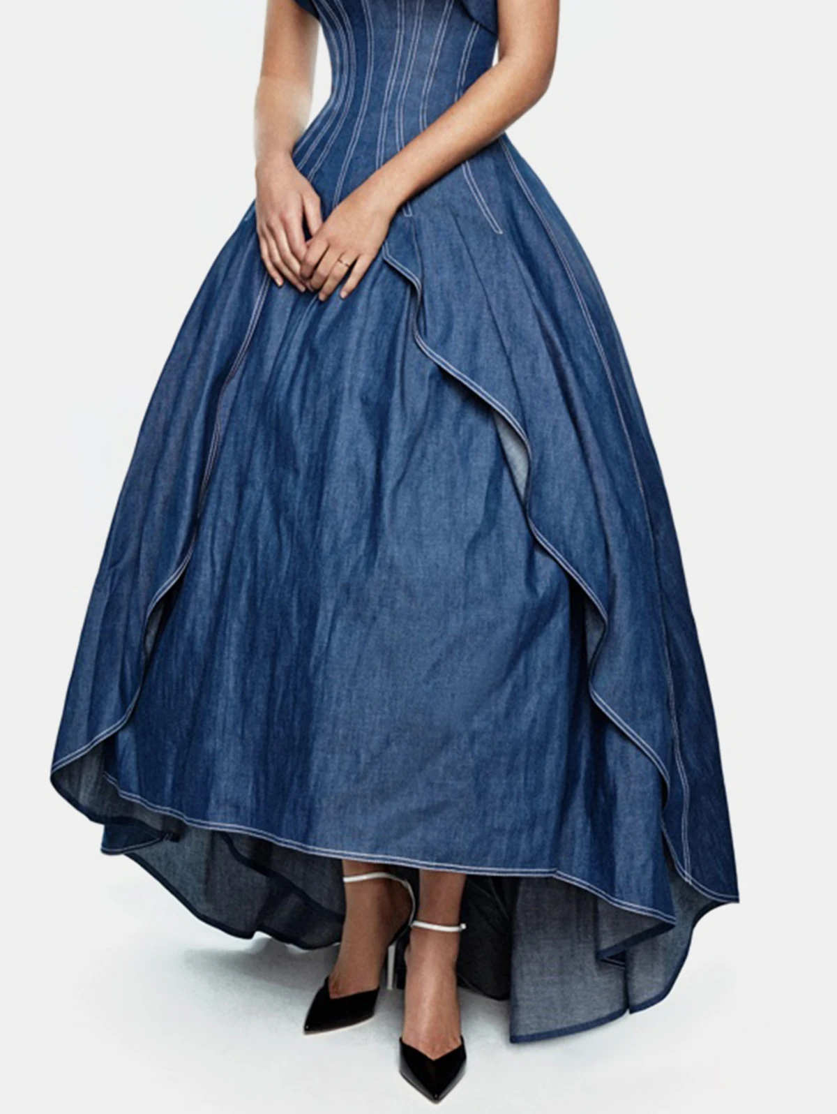 Sexy Women Dress Vintage Off The Shoulder Layered Corset Strapless Elegant Irregular Hem Party Evening Vintage Maxi Dresses