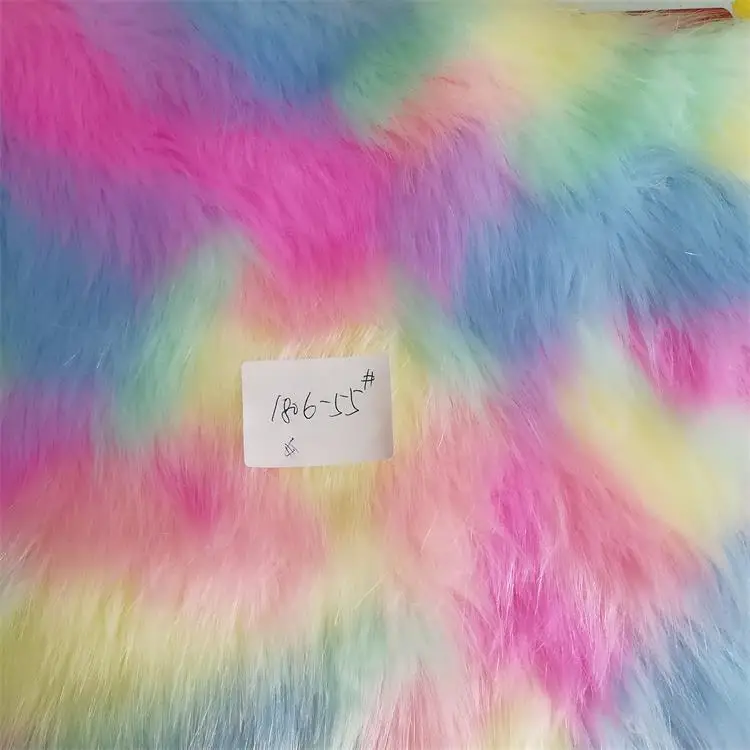 Jacquard plush Rainbow fox fur  faux fur fabric,fabric for dolls,quilting fabric