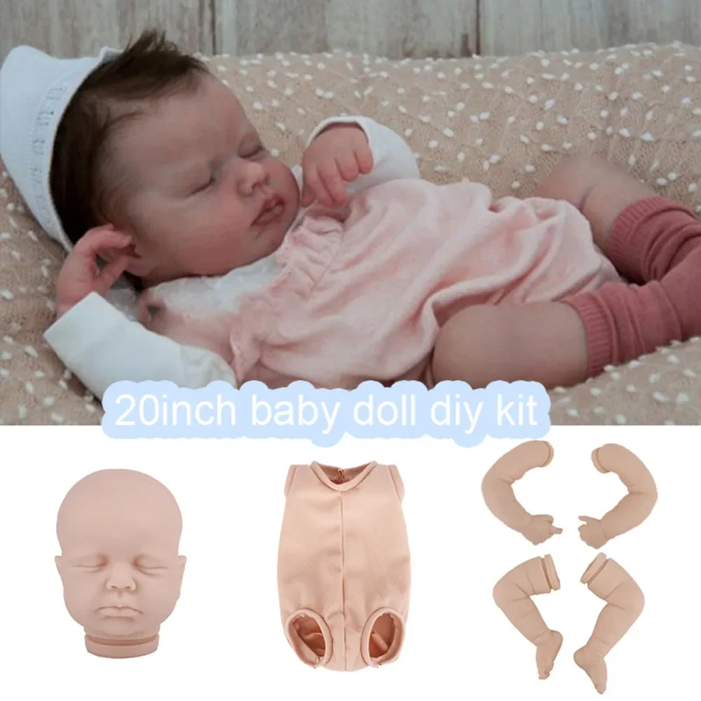 SINO-BB 20Inch Reborn Kit Sleeping Loulou DIY Blank Unpainted Doll Parts with Cloth Body Kit Molde Bebê Reborn Куклы Реборн