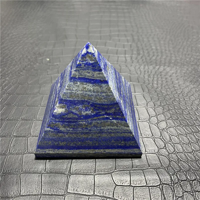 9.5cm NATURAL LAPIS LAZULI  POLISHED CRYSTAL QUARTZ  PYRAMID HEALING