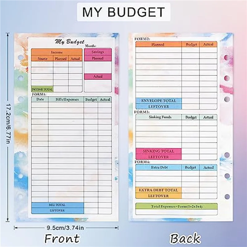 Sensibile 2 Set A6 Budget Planner Ricarica 82 Fogli Mensile Settimanale Planner Blocco Note 6 Fori Per A6 Raccoglitore Copertura Salva A