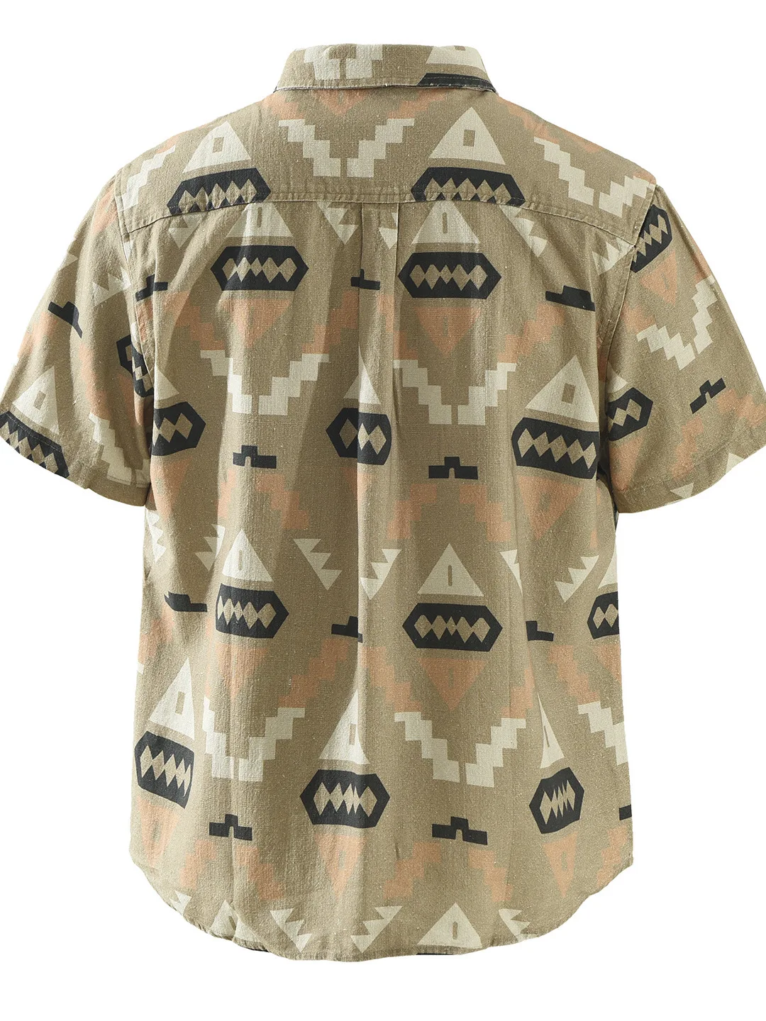 Men's Cotton Linen Short Sleeve Shirt Casual Breathable Mixed Fabric Summer New Style Trendy Printed Loose Fit Regular Length