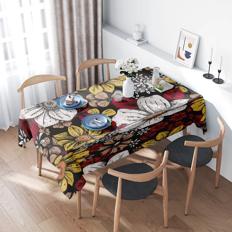 

Colorful Floral Printed Tablecloth Elegant Decoration for Dining Room Kitchen, 160x240cm
