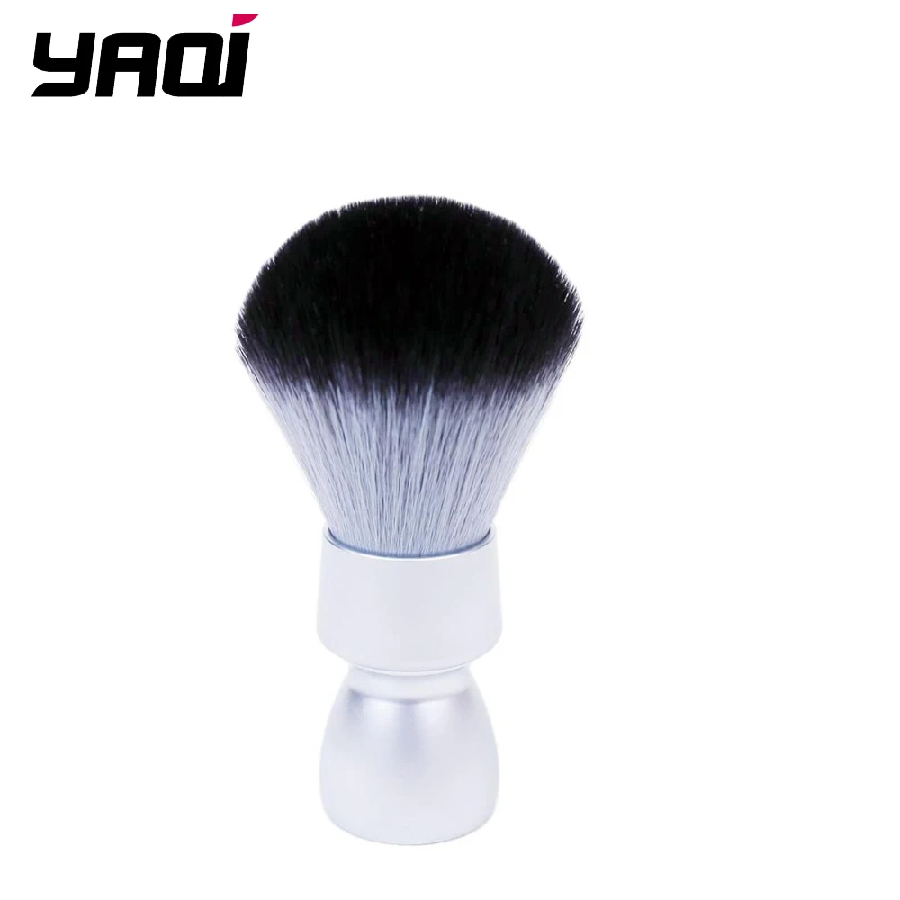 YAQI Heavy Metal Handle Timber Wolf Synthetic Hair Tuxedo Knot Shaving Brush for Mens Shave