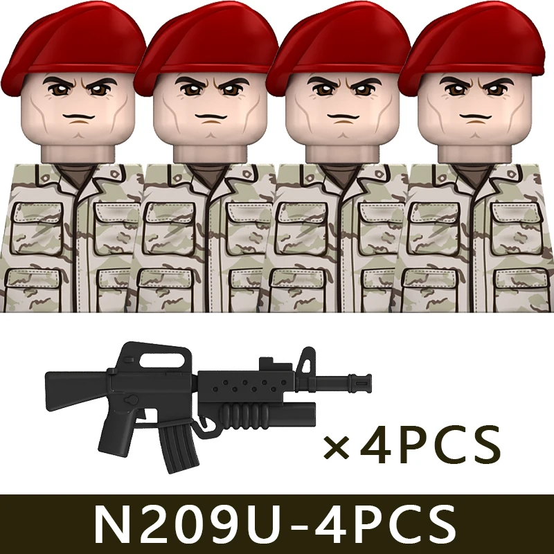 Modern US Soldier Army Building Blocks Special Force Camouflage Infantry Warrior Helmet Rifle Military UV Printed Bricks Toy Boy