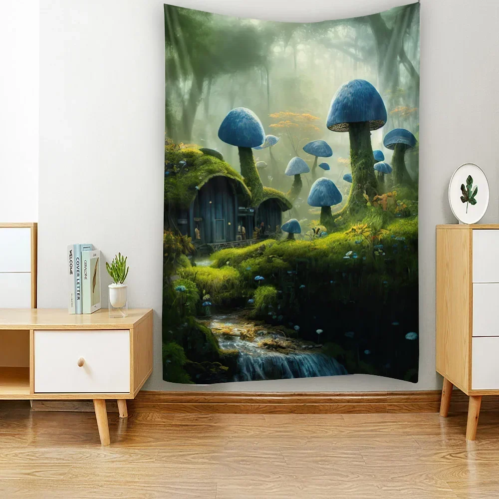 Fantasy mushroom tapestry wall hanging psychedelic cartoon bohemian home decoration hippie children bedroom wall decoration