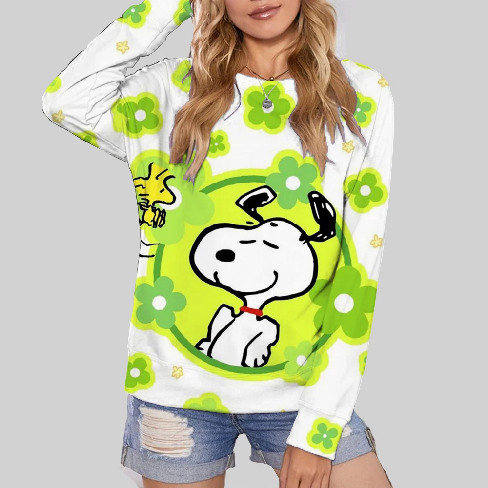 Cute Snoopy print Womens Hoodie Personality Crewneck Hoody simple Oversize Sweatshirt Fashion Casual Female Sportswear