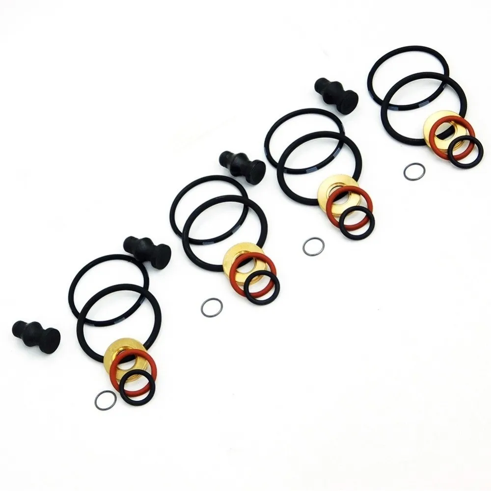 4PCS Aluminum Alloy & PVC Fuel Injector Seals Kit Anti-Corrosion Replacement Injector Repair Seals Anti-Rust
