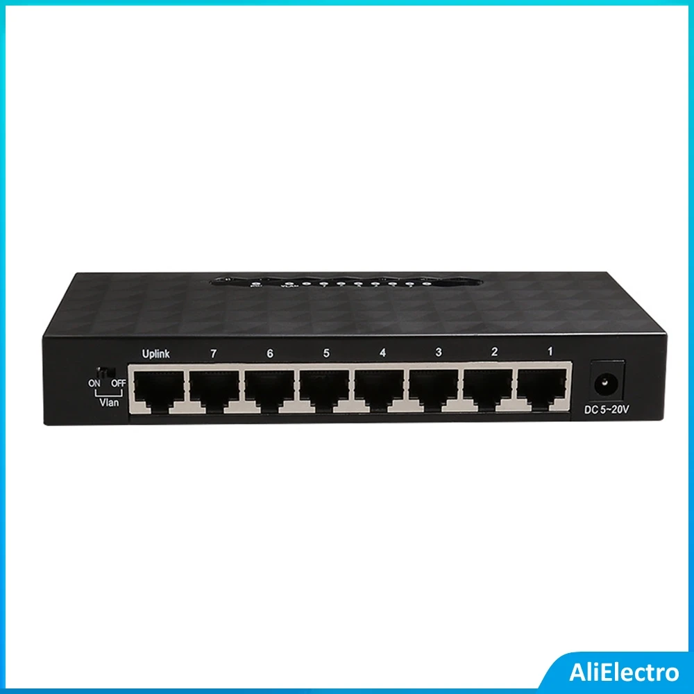 

8 Ports Gigabit Switch Desktop RJ45 Ethernet 10/100/1000mbps Lan Hub Plastic Case with EU or US Plug