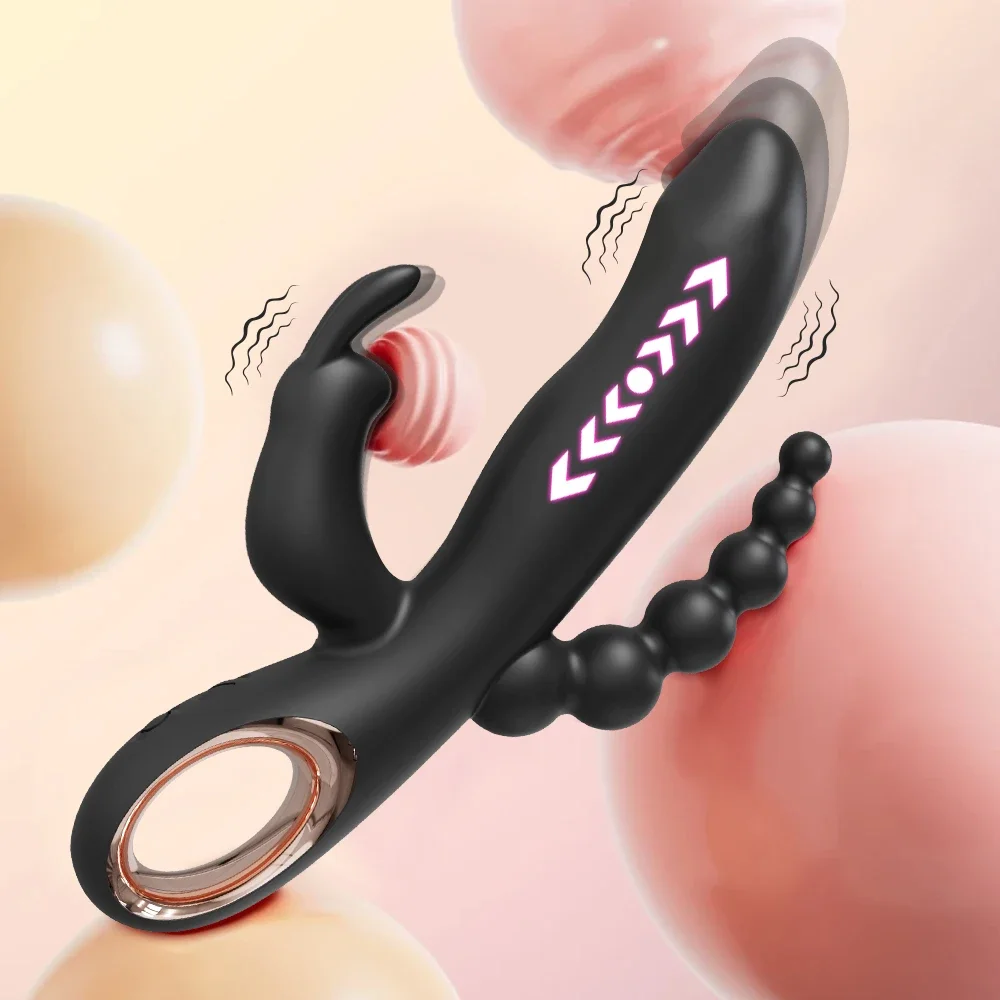 Rabbit Thrusting Vibrator for Woman 3 in 1 G Spot Clitoris Stimulator Vagina Massager Female Masturbator Backyard Anal Sex Toy