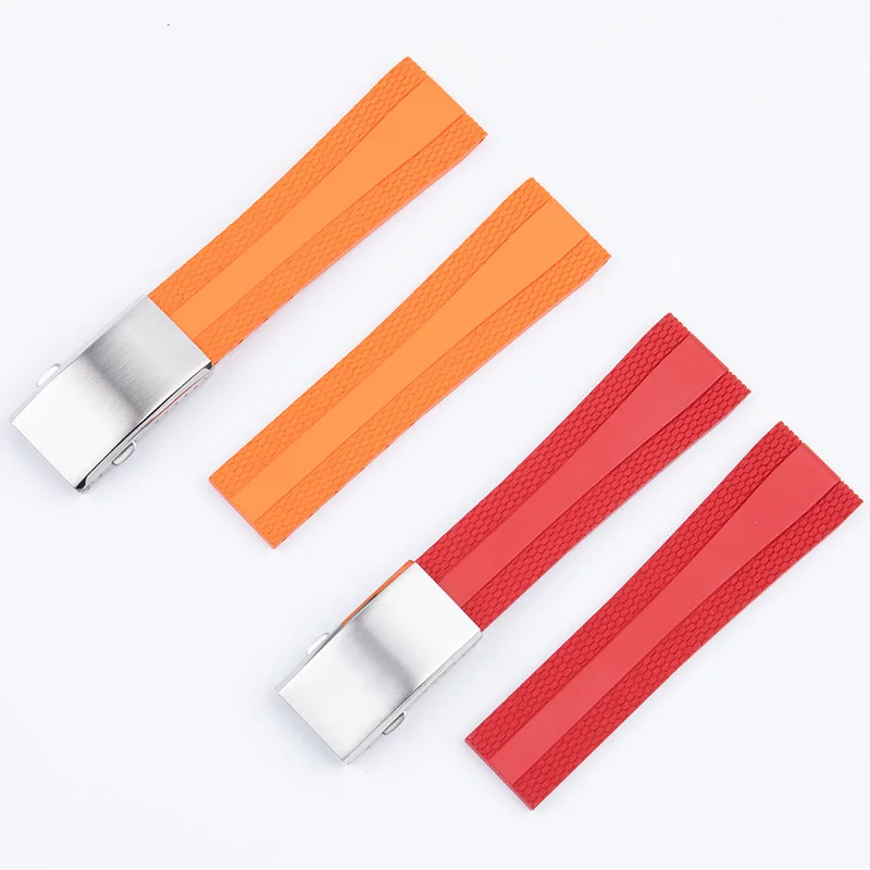 22-18mm 24-20mm FKM Soft Nature Fluoro Rubber Watchband Fit For Breitling Strap For Superocean Navitimer Avenger Bracelet