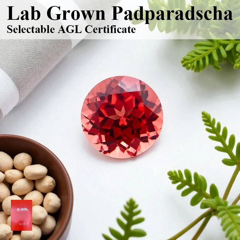 

Выращенные в лаборатории Padparadscha круглые бусины с огненным лотосом для изготовления ювелирных изделий своими руками, подвесные материалы, выборный сертификат AGL