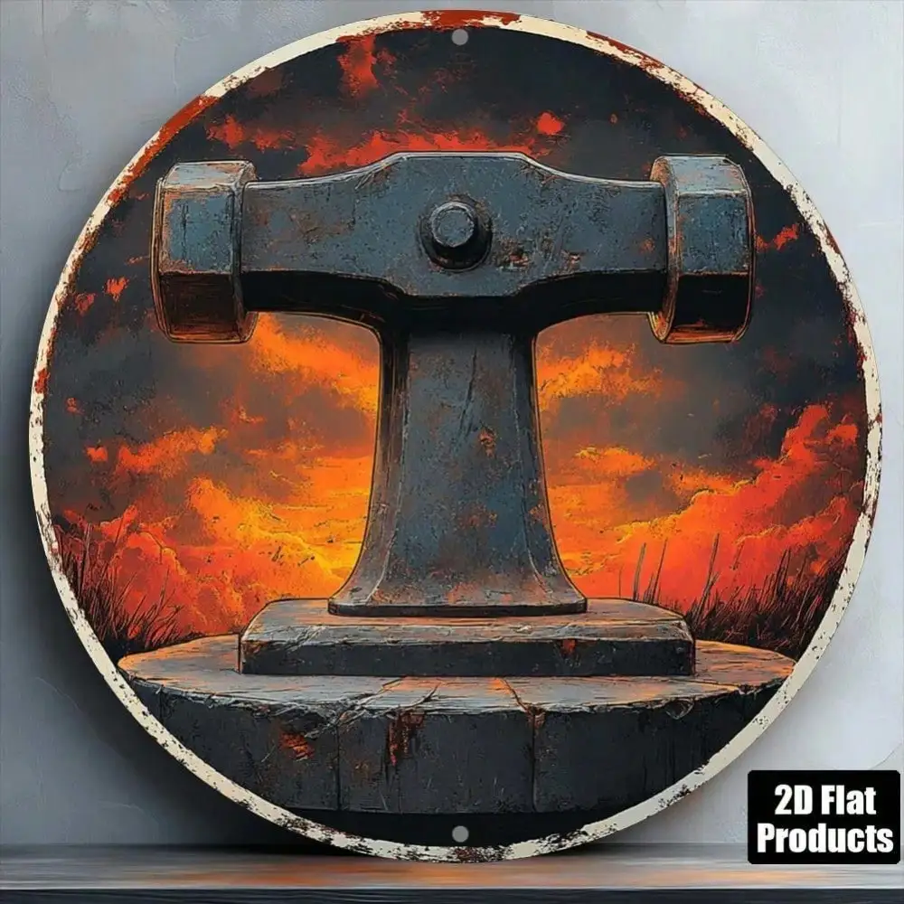 CIFBUY Vintage Fiery Orange Blacksmith Aluminum Wall Art Waterproof Metal Sign For Home Bar Kitchen Industrial Farmhouse Decor